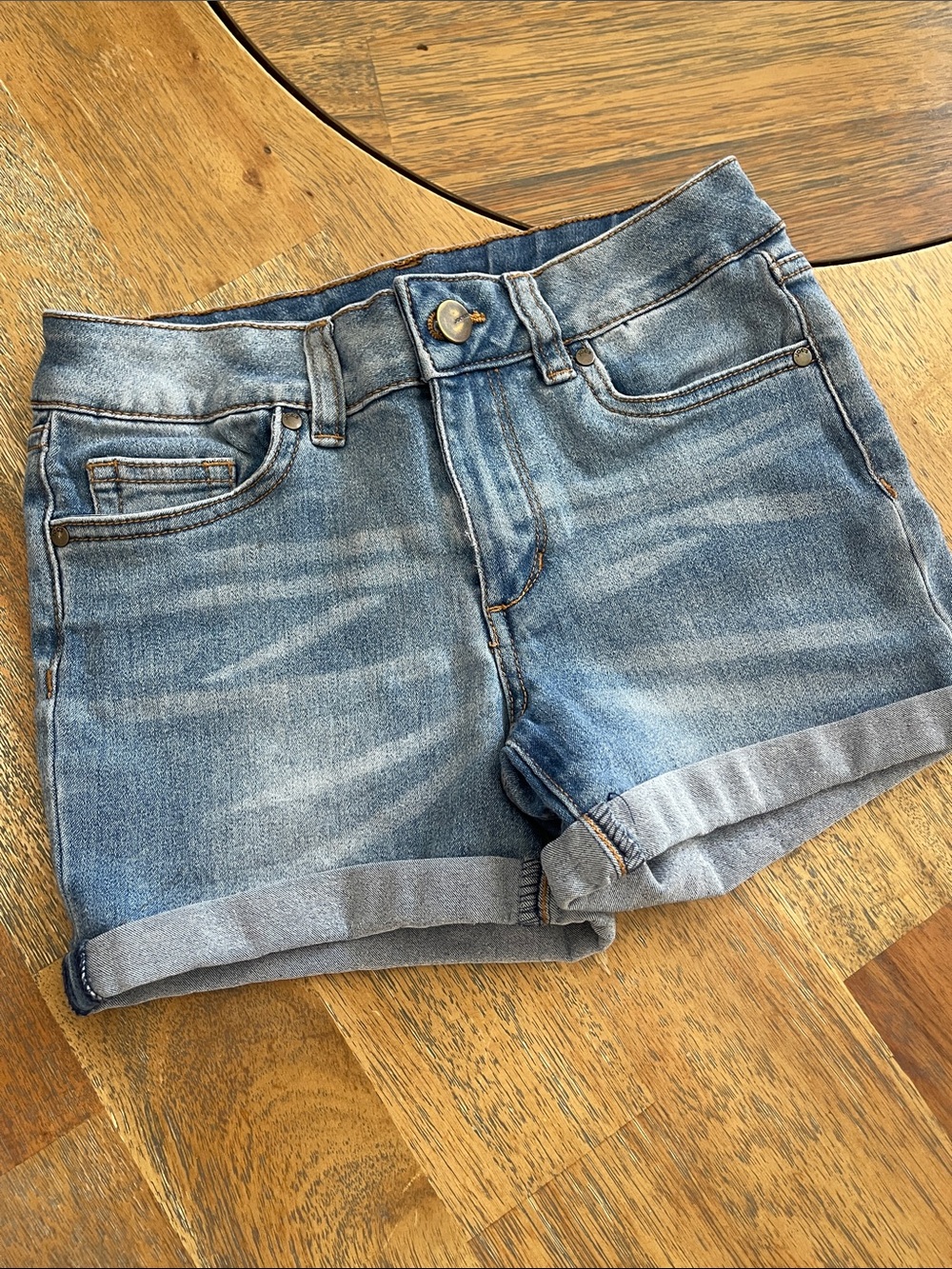 Light Blue Denim Roll-Cuff Shorts